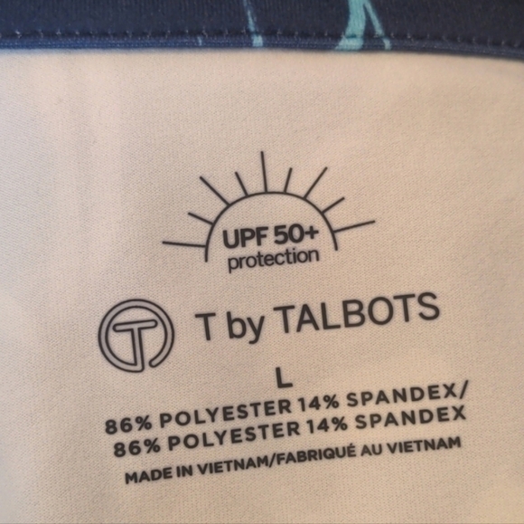 Talbots Blue Floral Pullover UPF 50+ Protection Workout Jacket size Large - Picture 5 of 6